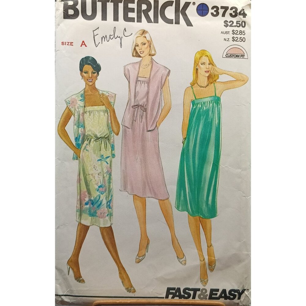Vintage Butterick Sewing Pattern 3734 Misses Dress And Jacket 1970s Retro Fashio